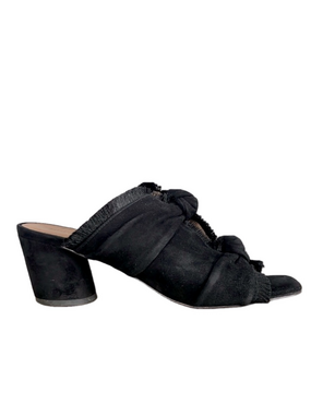 Bernardo Fae Black Suede Fringe Sandals size 8.5